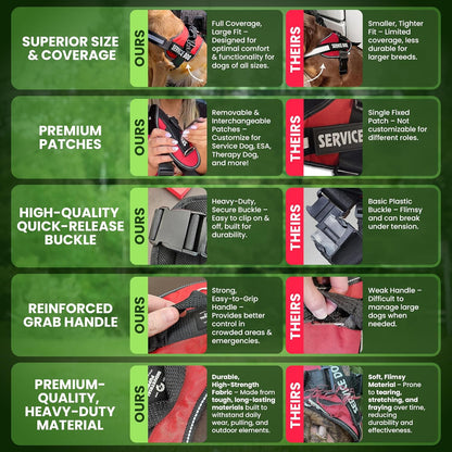 Emotional Support Vest Harness with Hook, Loop Straps and Handle, 2 Reflective Emotional Support Self-Adhesive Straps, Detachable, ESA Matching Leash Set, Dog Accessories, XXS, Red